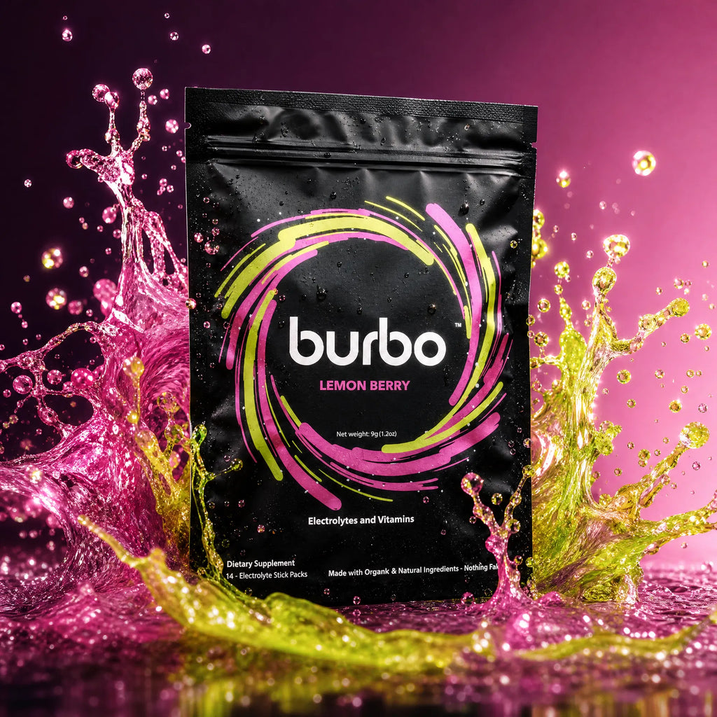 Burbo Lemon Berry Electrolyte Hydration Drink Mix - 14 Stick Packs | Stevia-Free, No Artificial Colors or Flavors, Made in USA